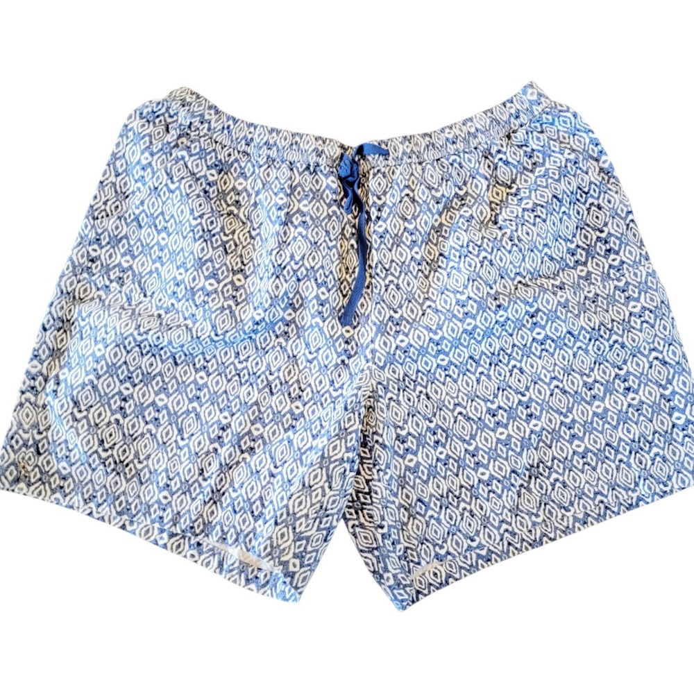 Croft & Barrow XL Shorts Blue White Diamond‎ Print Drawstring Cotton Womens
